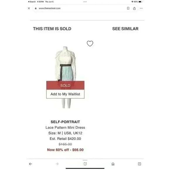 SELF-PORTRAIT Lace Pattern Mini Dress, Size 10 - Picture 5 of 7